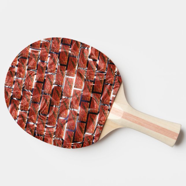 Red, bubbles on grating or brick effect? Metallic. Ping Pong Paddle (Back Side)