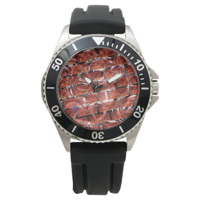 Red, bubbles on grating or brick effect? Metallic. Watch (Front)