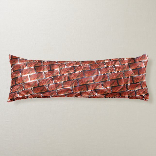 Red, bubbles on grid or brick effect? Metallic Body Cushion (Front)