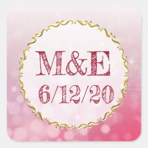 Red Bubbles Personalised Wedding Stickers