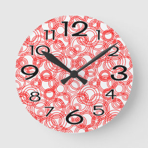 Red Bubbles Round Clock