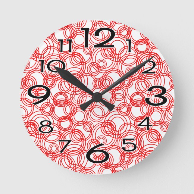 Red Bubbles Round Clock (Front)