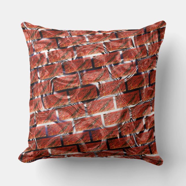 Red bubbles upon grating or brick effect? Metallic Cushion (Front)