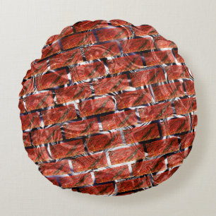 Red bubbles upon grating or brick effect? Metallic Round Cushion