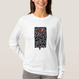 red bud on black swirl T-Shirt