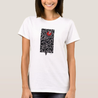 red bud on black swirl T-Shirt
