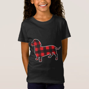 Red Bufallo Plaid Dachshund Dog Xmas Holiday Wiene T-Shirt