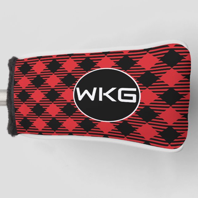 Red Buffa Plaid Customised Golf Blade Putter Cover (Front)