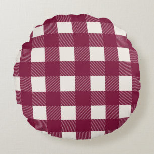 Red Buffalo Check Cute Plaid Check Round Pillow
