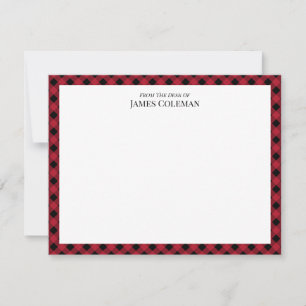 Red Buffalo Check From The Desk Of Elegant Name Card