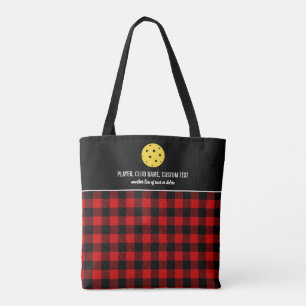 Red Buffalo Check Plaid Custom Pickleball Paddle Tote Bag
