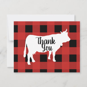 Red Buffalo Check with Cow Thank You Card