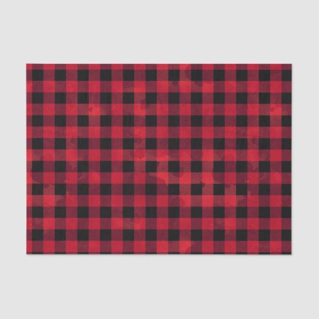 Red Buffalo Check with Wash Texture Tissue Paper (Front)
