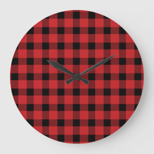 Red Buffalo Country Lumberjack Plaid Large Clock
