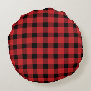 Red Buffalo Country Lumberjack Plaid Round Cushion
