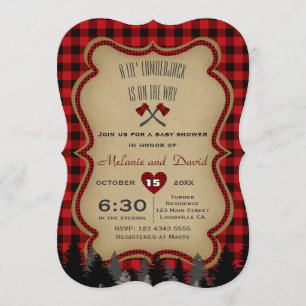 Red Buffalo Little Lumberjack Baby Shower Invite
