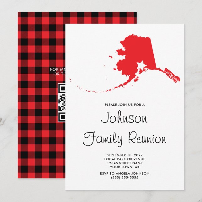 Red Buffalo Plaid Alaska Family Reunion Invitation (Front/Back)