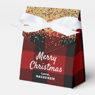 Red Buffalo Plaid and Gold Christmas Favour Box