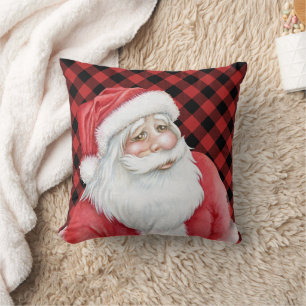 Red Buffalo Plaid and Santa Claus Cushion