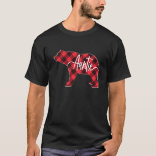 Red Buffalo Plaid Auntie Bear Matching Family Chri T-Shirt