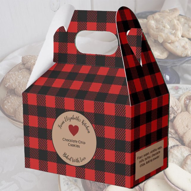 Red Buffalo Plaid Baked Gifts With Ingredients Favour Box (Creator Uploaded)