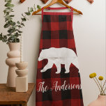 Red Buffalo Plaid & Bear | Personal Name Gift Apron<br><div class="desc">Red Buffalo Plaid & Bear | Personal Name Gift</div>
