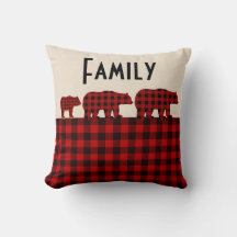 Red Buffalo Plaid Bear Pillow
