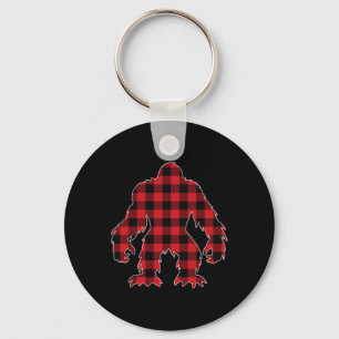 Red Buffalo Plaid Bigfoot Matching Family Christma Key Ring