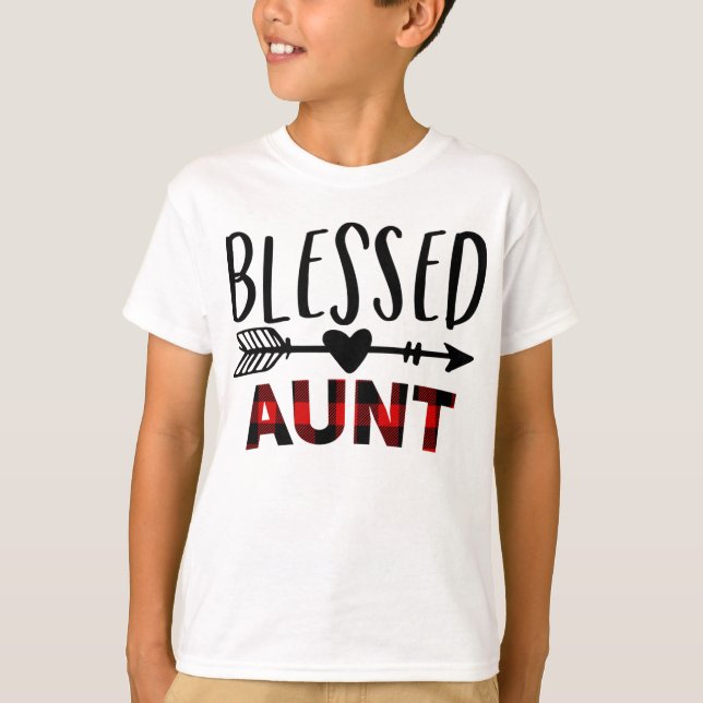Red Buffalo Plaid Blessed Aunt - Christmas for Aun T-Shirt (Front)