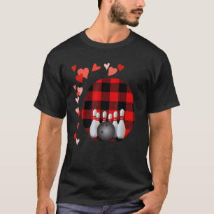 Red Buffalo Plaid Bowling Christmas Valentine Fami T-Shirt