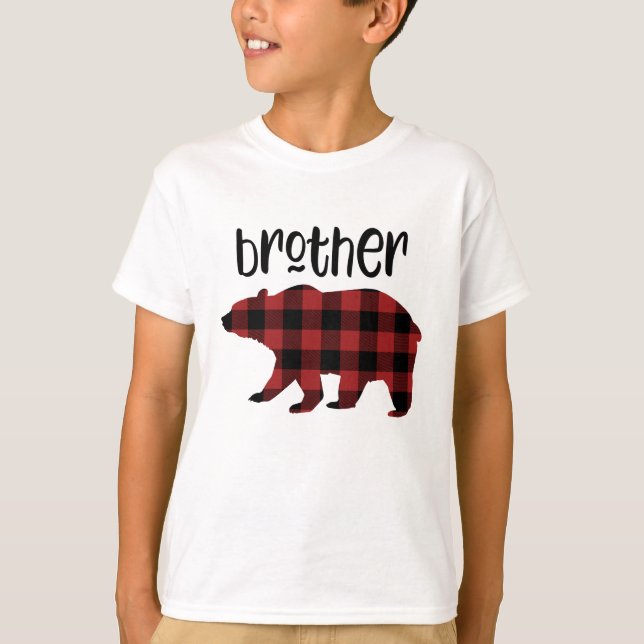 Red Buffalo Plaid Brother Bear Holiday T-Shirt (Front)