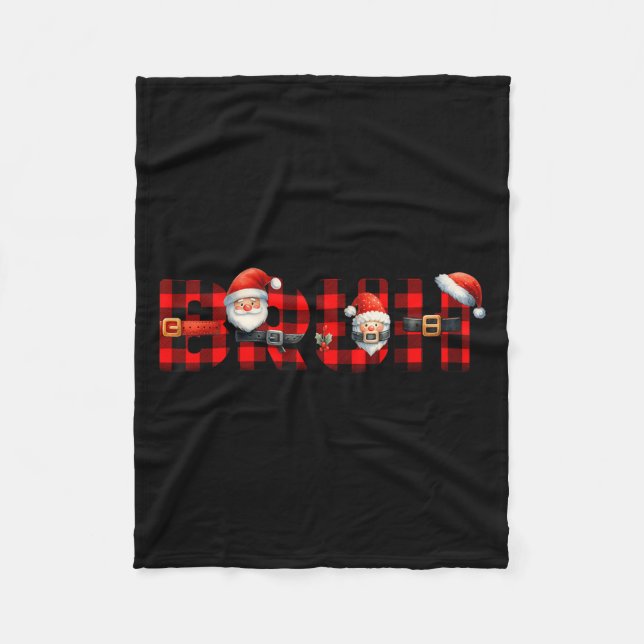 Red Buffalo Plaid Bruh Christmas Xmas Pyjamas Boys Fleece Blanket (Front)
