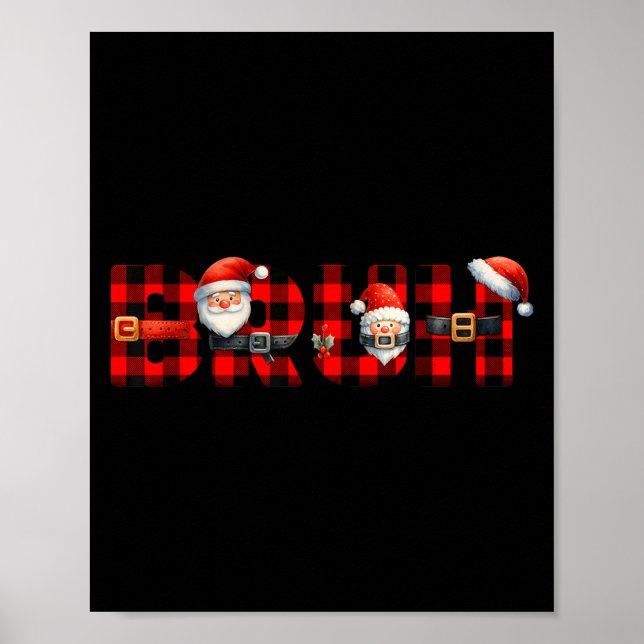 Red Buffalo Plaid Bruh Christmas Xmas Pyjamas Boys Poster (Front)