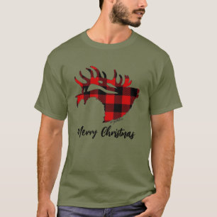 Red Buffalo Plaid Bull Elk T-Shirt