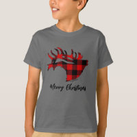 Red Buffalo Plaid Bull Elk T-Shirt