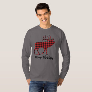 Red Buffalo Plaid Bull Elk T-Shirt