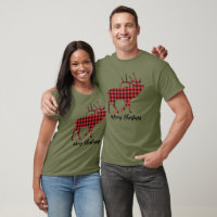 Red Buffalo Plaid Bull Elk T-Shirt