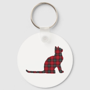 Red Buffalo Plaid Cat Matching Family Christmas 6  Key Ring