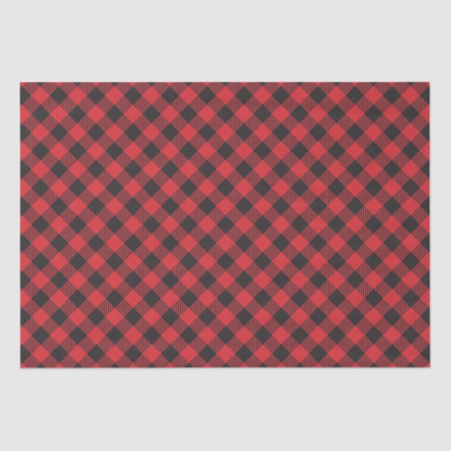 Red Buffalo Plaid Chequered  Tissue Paper (Front)