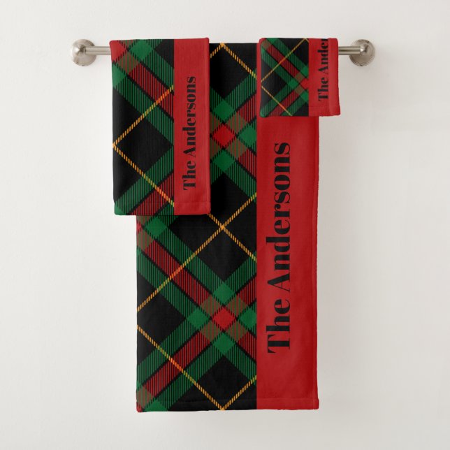 Red Buffalo Plaid Christmas Bath Towel Set (Insitu)