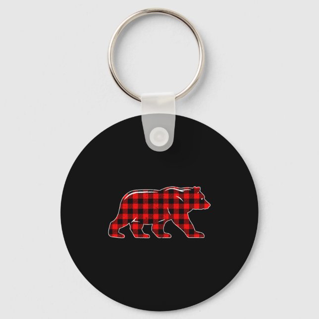 Red Buffalo Plaid Christmas Bear Pajama Sweater Wo Key Ring (Front)