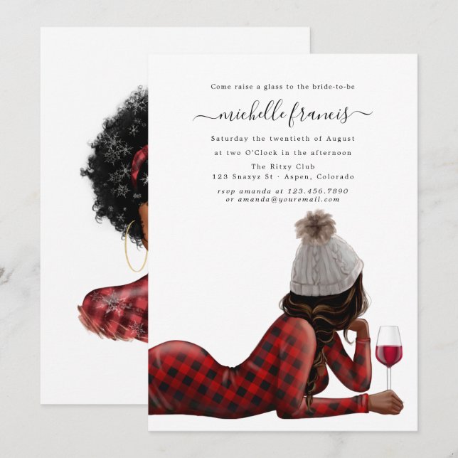 Red Buffalo Plaid Christmas Bridal Shower Invitati Invitation (Front/Back)