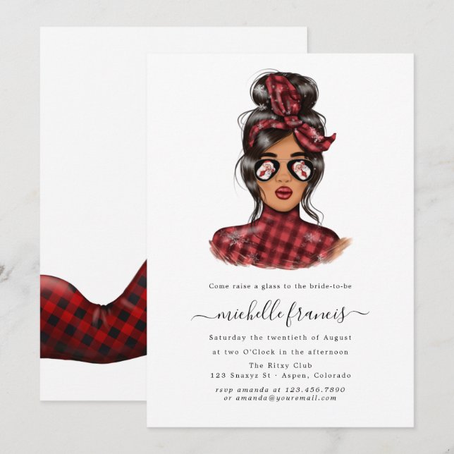 Red Buffalo Plaid Christmas Bridal Shower Invitati Invitation (Front/Back)