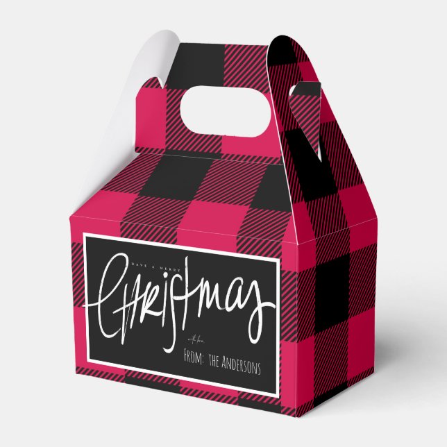 Red Buffalo Plaid Christmas Favour Box (Front Side)