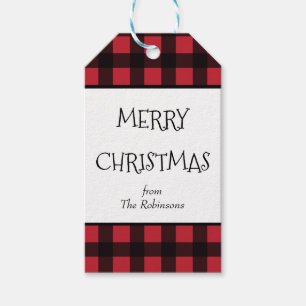 Red Buffalo Plaid Christmas Gift Tag
