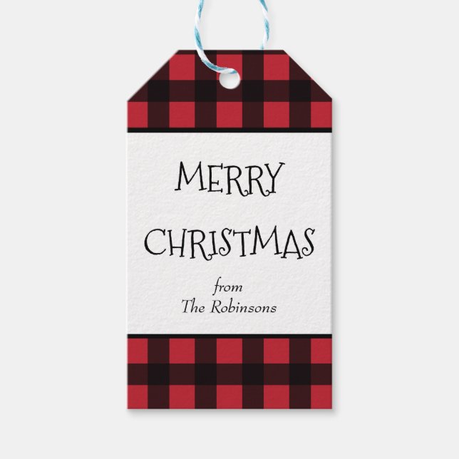Red Buffalo Plaid Christmas Gift Tag (Front)