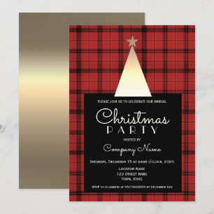 Red Buffalo Plaid Christmas Invitation