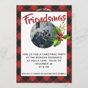 Red Buffalo Plaid Christmas Party Photo Invite