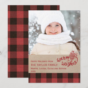 Red Buffalo Plaid Christmas Photo Holiday Card