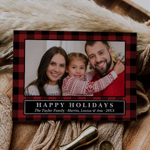 Red Buffalo Plaid Christmas Photo Holiday Card